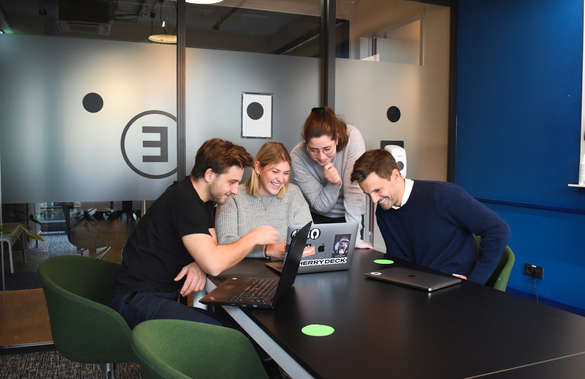 Team reviewing a plan together